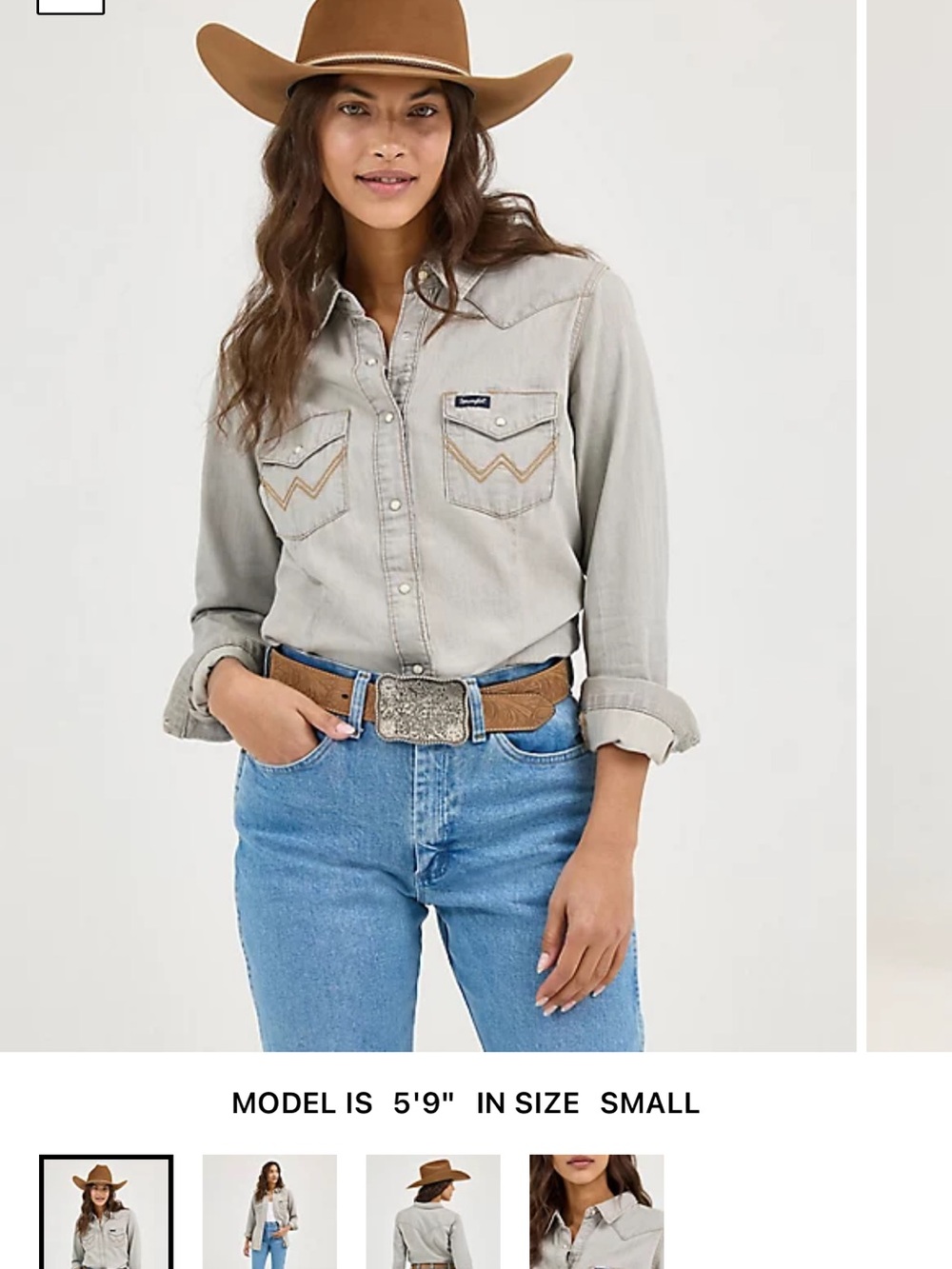 Wrangler Light Gray Western Button-Down Shirt